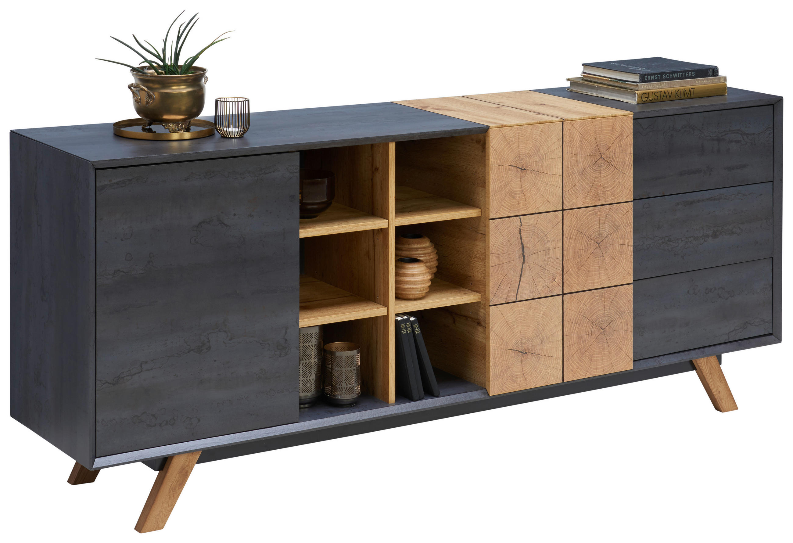 SIDEBOARD  in 180/75/40 cm  - Eichefarben/Dunkelgrau, Design, Holz/Holzwerkstoff (180/75/40cm) - Carryhome