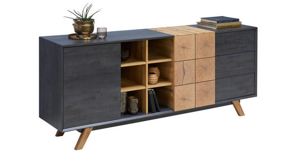 SIDEBOARD 180/75/40 cm in Eichefarben, Dunkelgrau - Eichefarben/Dunkelgrau, Design, Holz/Holzwerkstoff (180/75/40cm) - Carryhome