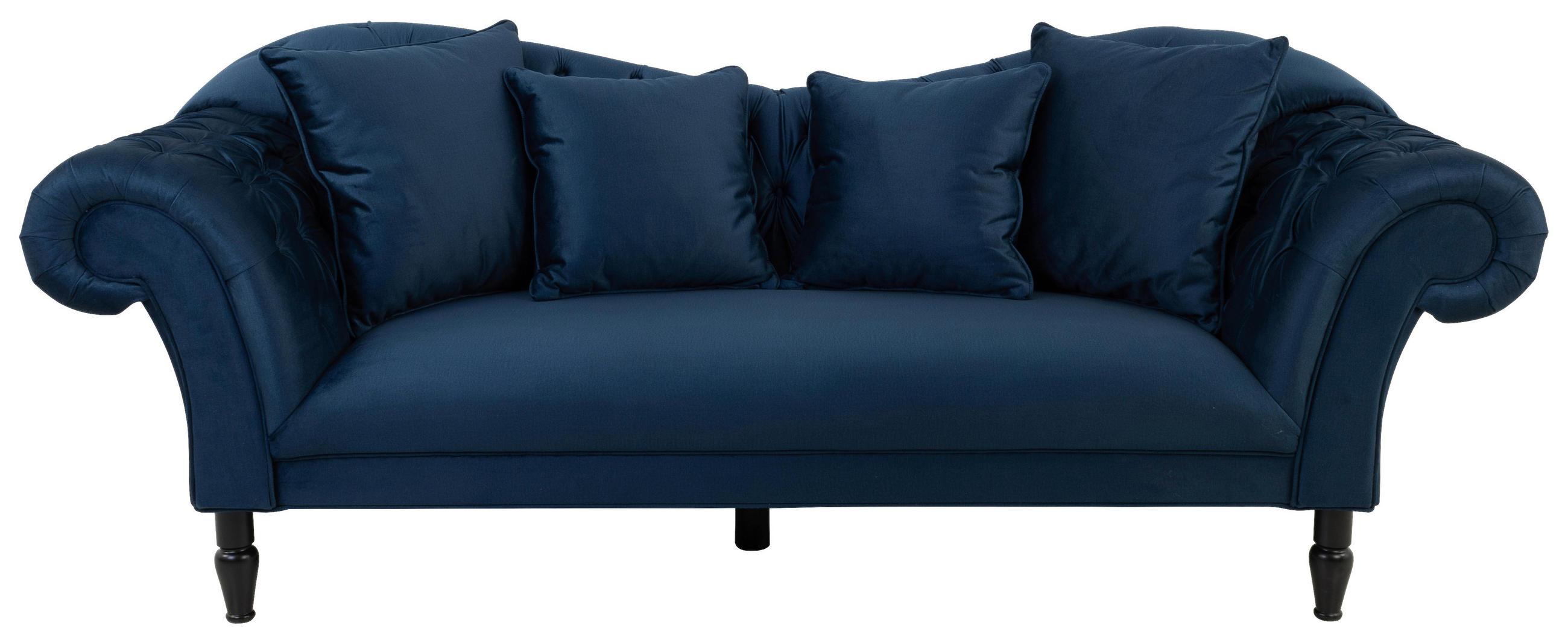 3-SITZER-SOFA in Velours Dunkelblau - Schwarz/Dunkelblau, Design, Holz/Textil (242/91/104cm) - MID.YOU