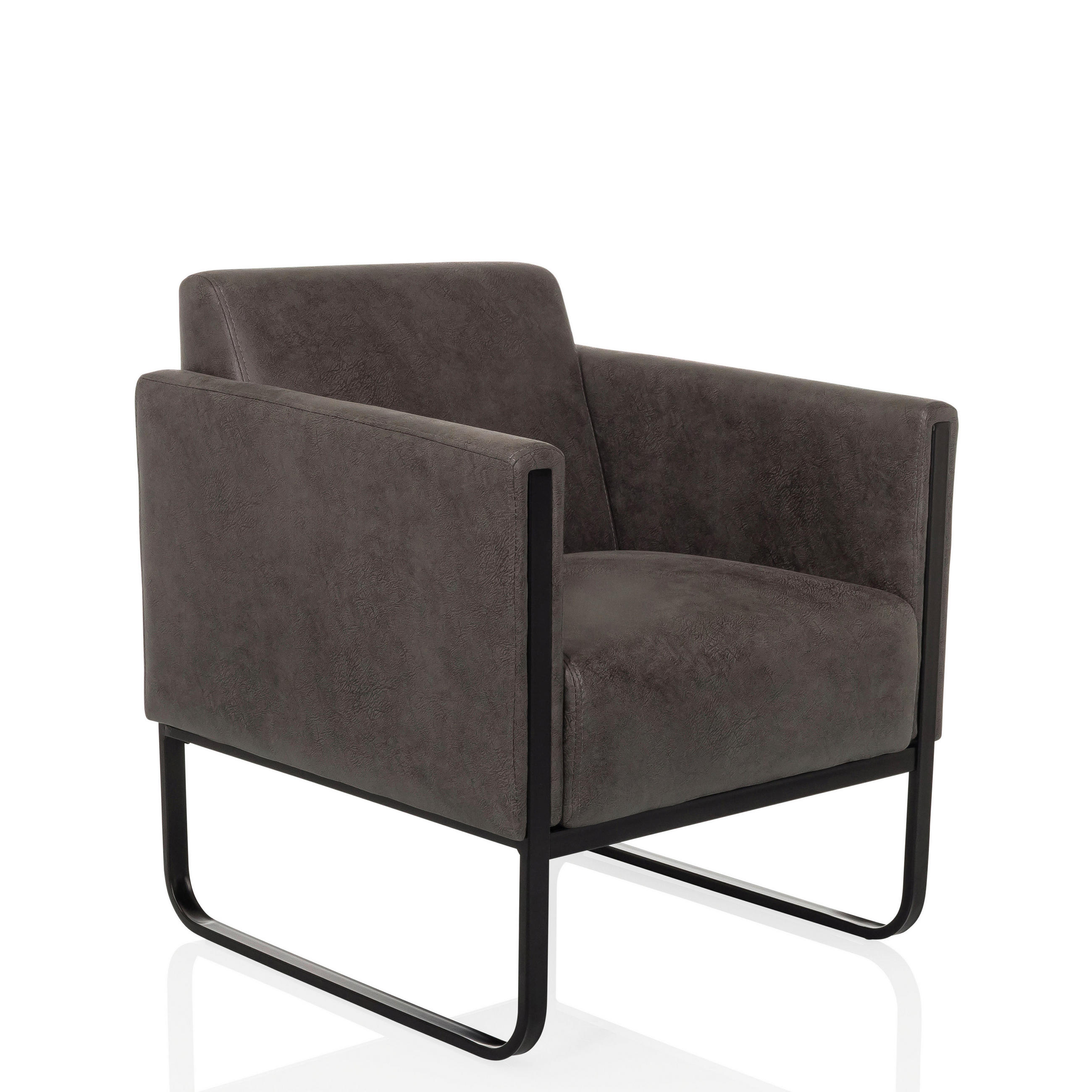 LOUNGESESSEL Lederlook Grau    - Schwarz/Grau, MODERN, Leder/Kunststoff (67/78/71cm) - MID.YOU