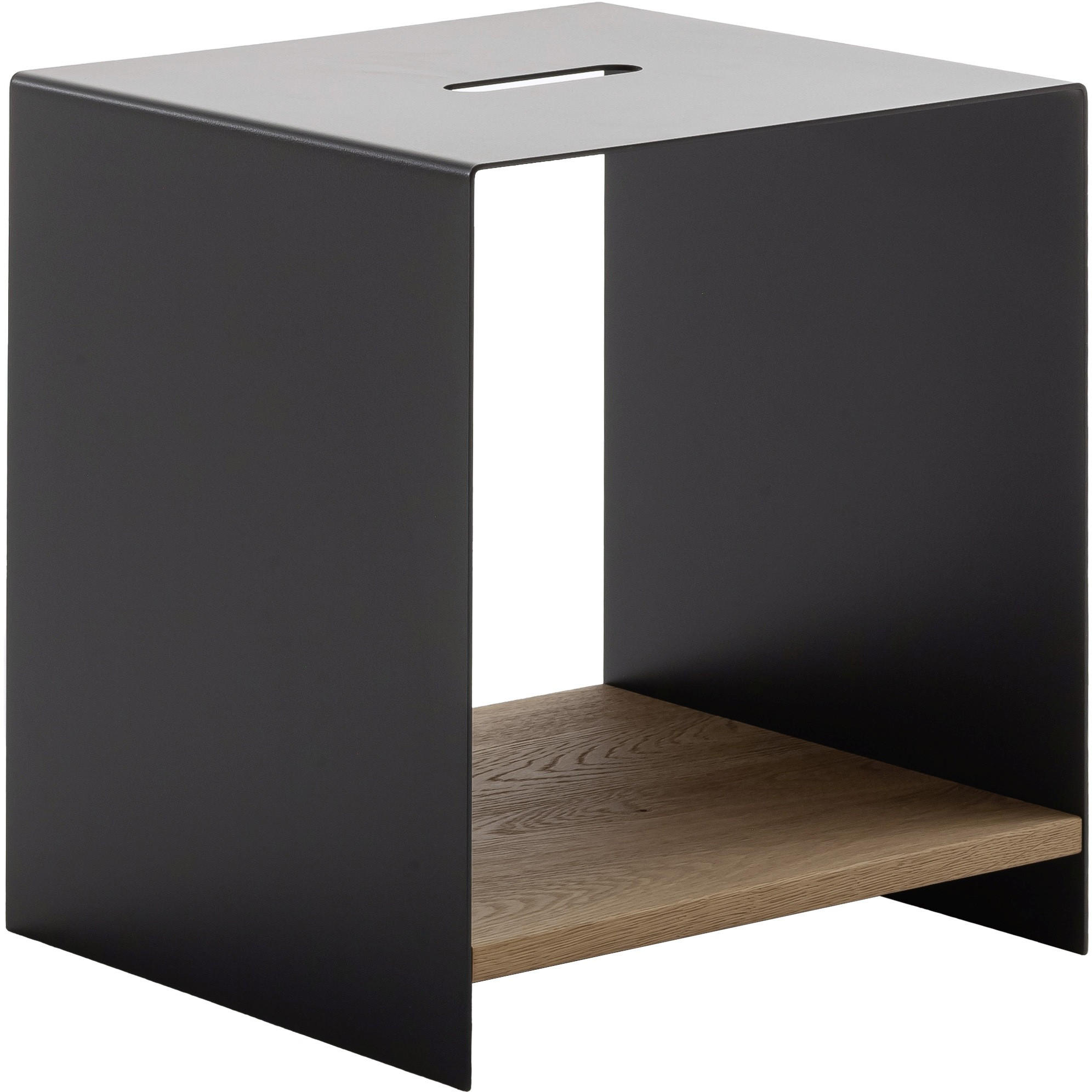 COUCHTISCH Kerneiche Hartholz 39/39/45 cm quadratisch Anthrazit, Eichefarben  - Eichefarben/Anthrazit, Natur, Holz/Metall (39/39/45cm) - Schöner Wohnen