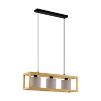 HÄNGELEUCHTE 77/20/150 cm  - Schwarz/Braun, Natur, Holz/Textil (77/20/150cm) - Eglo