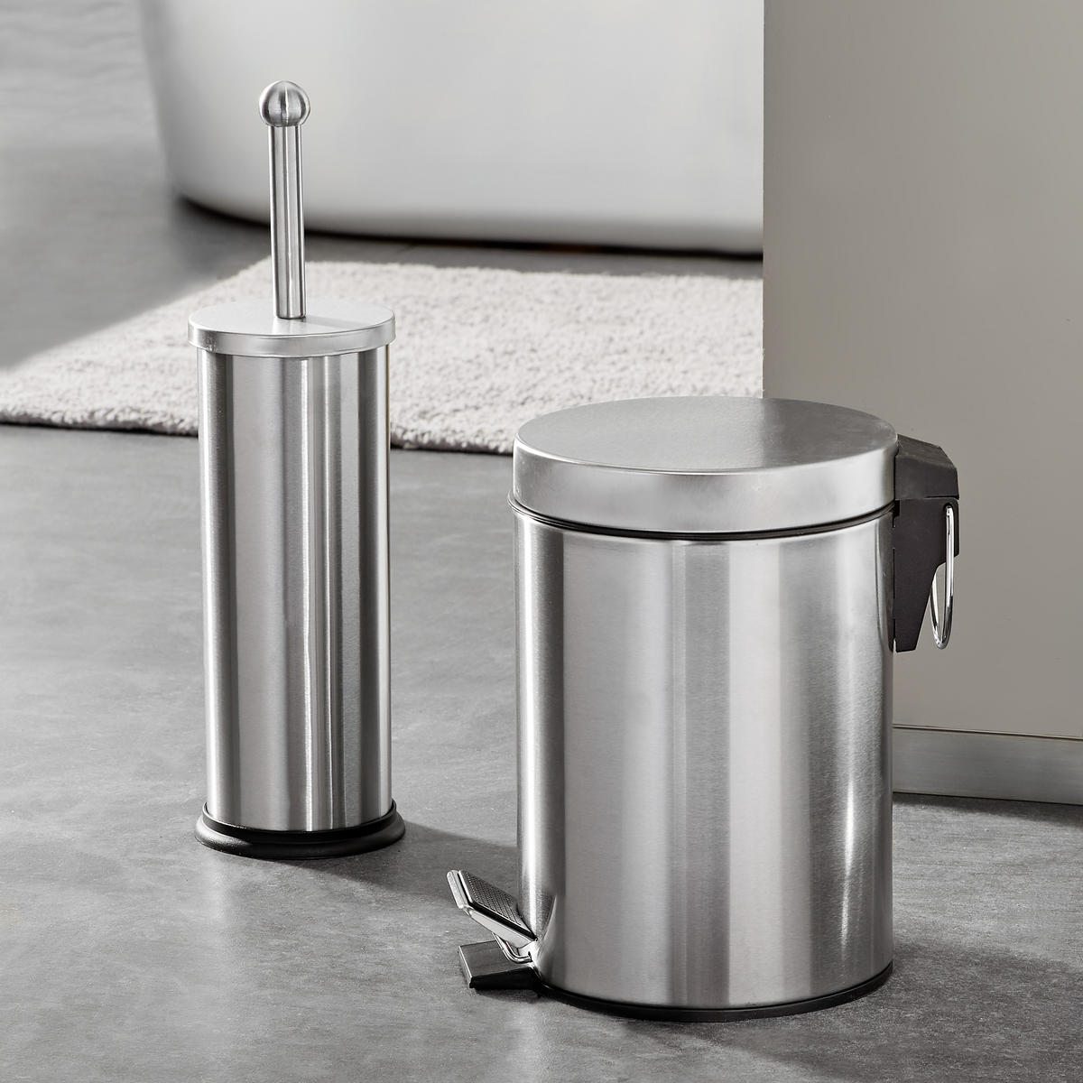 BAD-ACCESSOIRE-SET - Edelstahlfarben, Basics, Metall (26/16.5/24.5cm)