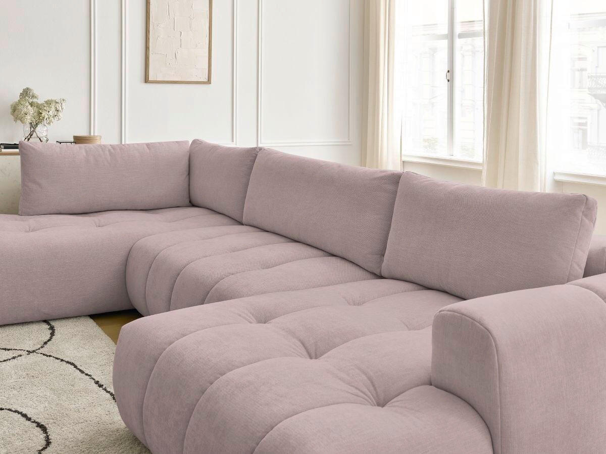 WOHNLANDSCHAFT  FUJI  Pink Leinenoptik  - Pink/Schwarz, MODERN, Kunststoff/Textil (204/377/160cm)