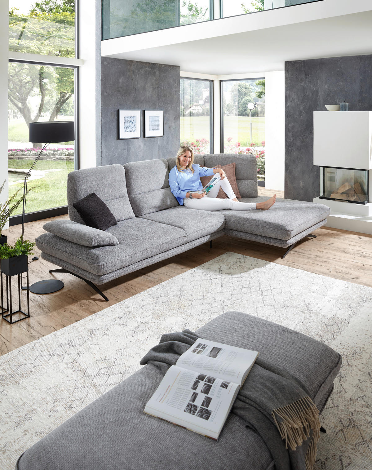 COLȚAR, textil, gri, 309/182 cm - negru/gri, Design, metal/textil (309/182cm) - Stylife