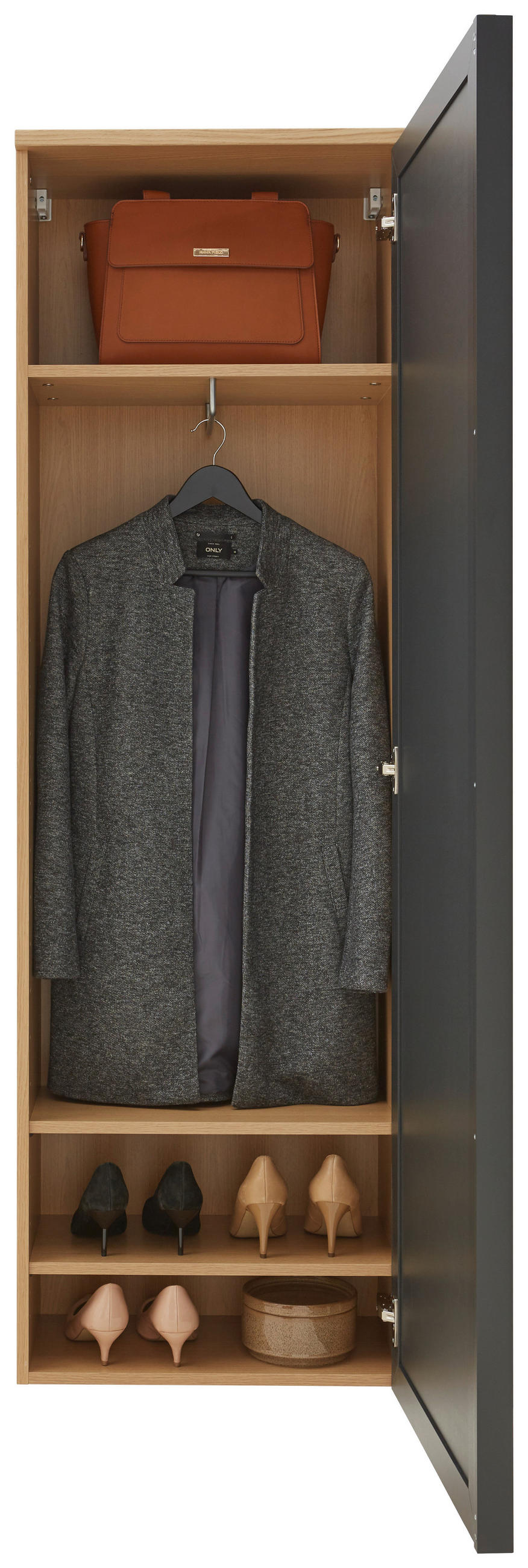GARDEROBENSCHRANK  in 54/170/31 cm  - Eichefarben/Anthrazit, Design, Glas/Holz (54/170/31cm) - Dieter Knoll