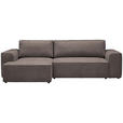ECKSOFA in Plüsch Graubraun  - Graubraun/Blaugrau, Design, Kunststoff/Textil (152/288cm) - Xora
