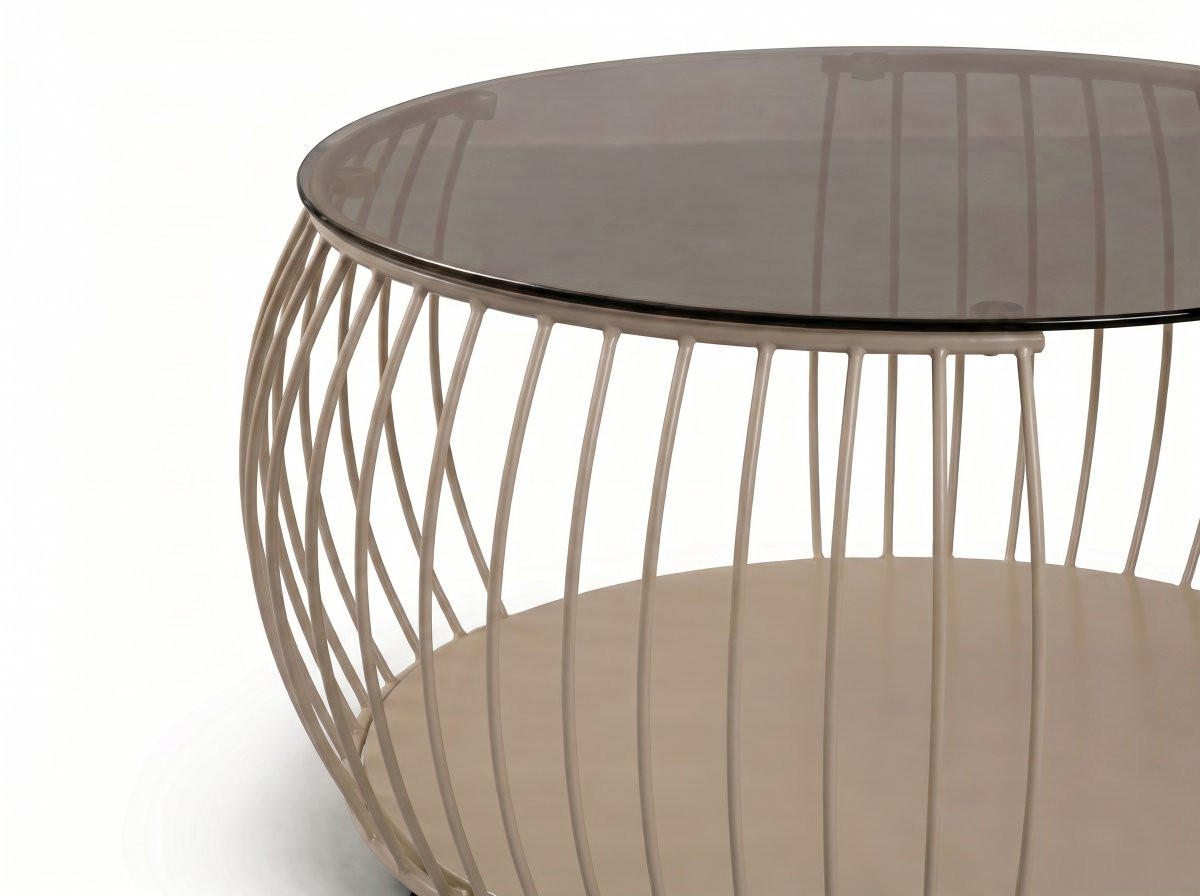 COUCHTISCH Sicherheitsglas 80/80/46 cm rund Creme  - Creme, Design, Glas/Holzwerkstoff (80/80/46cm) - Xora