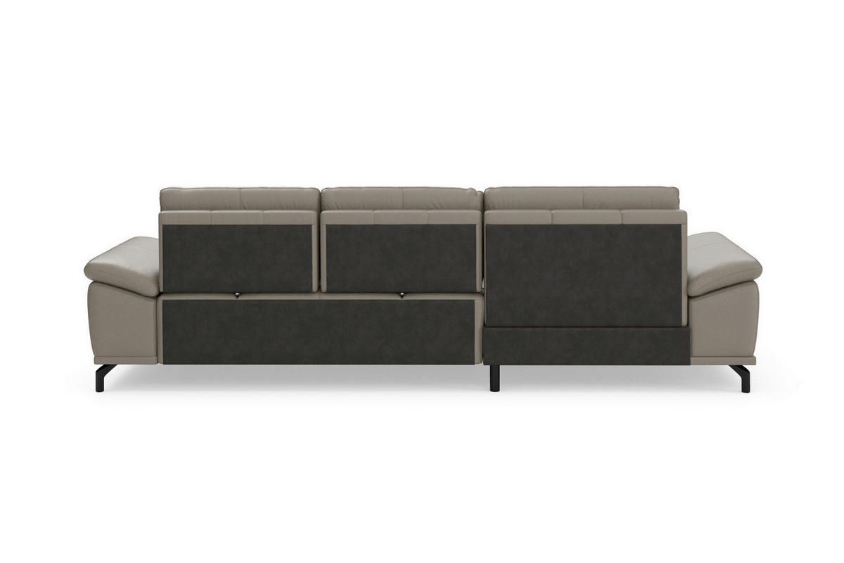 ROHOVÁ SEDAČKA, koža, textil, sivá - čierna/sivá, Basics, kov/koža (176/301cm) - Sit & More