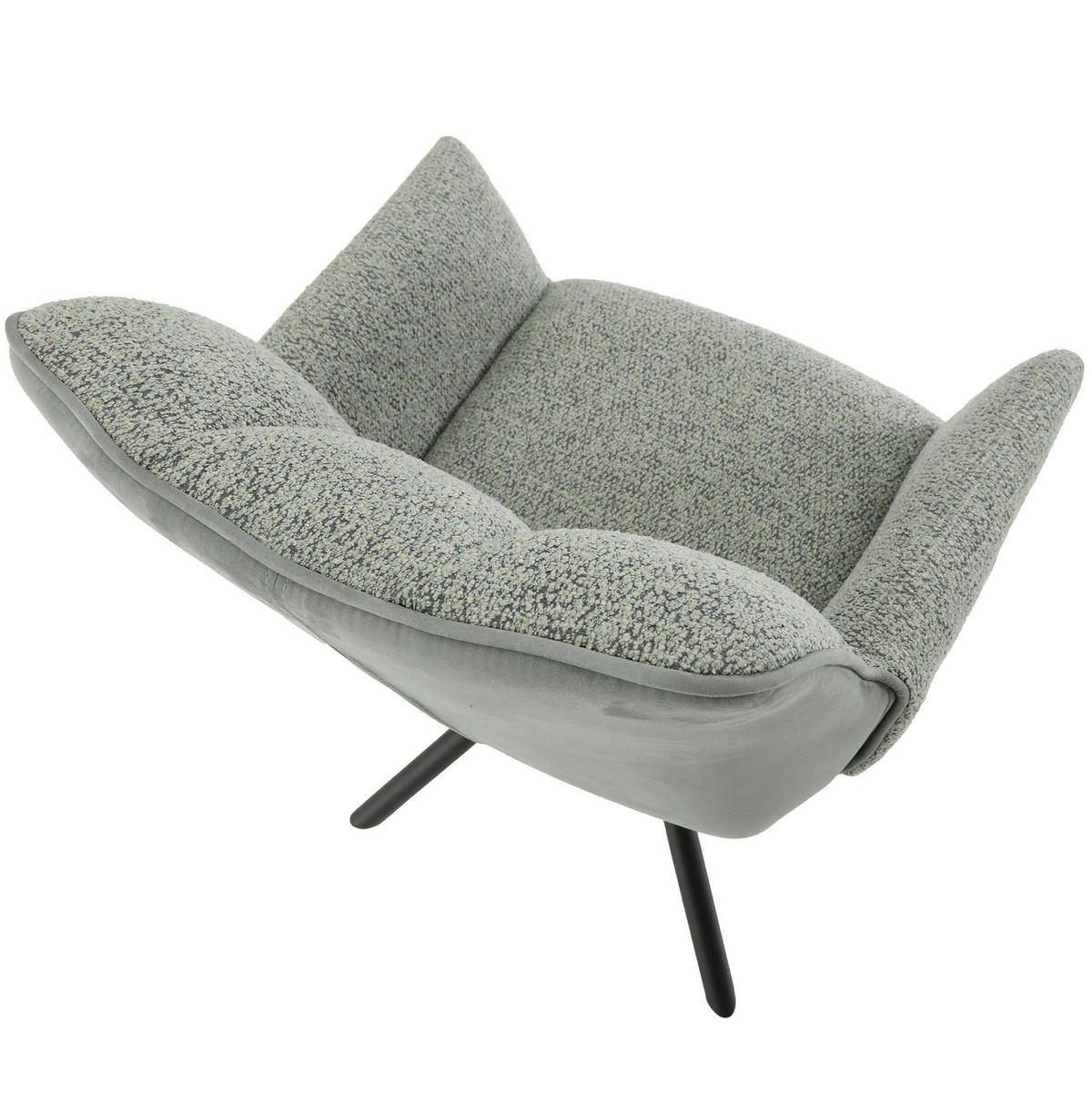 ARMLEHNSTUHL  Wippfunktion, Sitzfläche 360° drehbar, automatische Rückholfunktion Chenille, Mikrofaser  Salbeigrün  - Salbeigrün/Schwarz, Design, Textil/Metall (62/87/64cm) - Novel