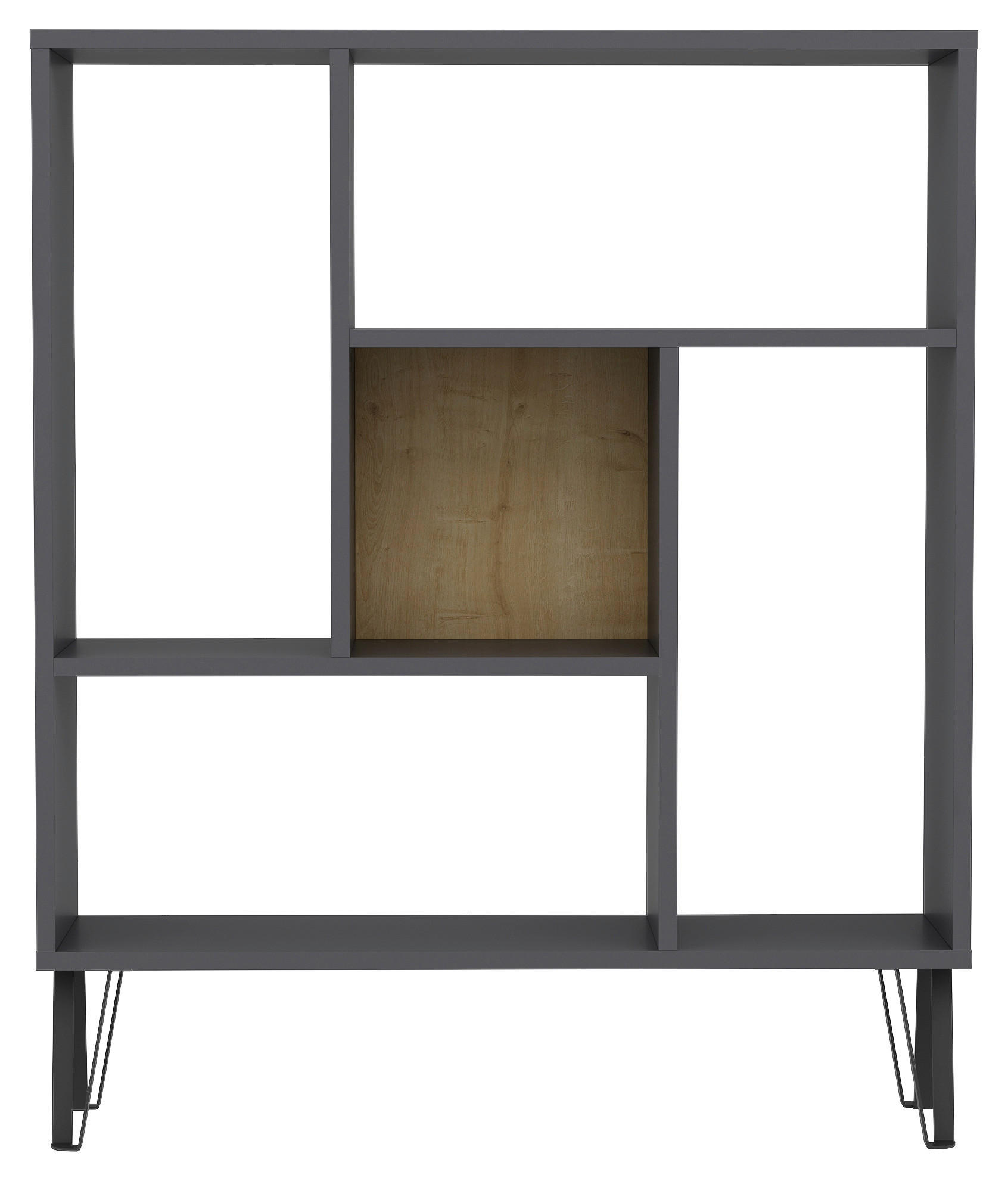 REGÁL, antracitová, farba duba, 90/107,8/25 cm - farba duba/antracitová, Design, kompozitné drevo (90/107,8/25cm) - Livetastic