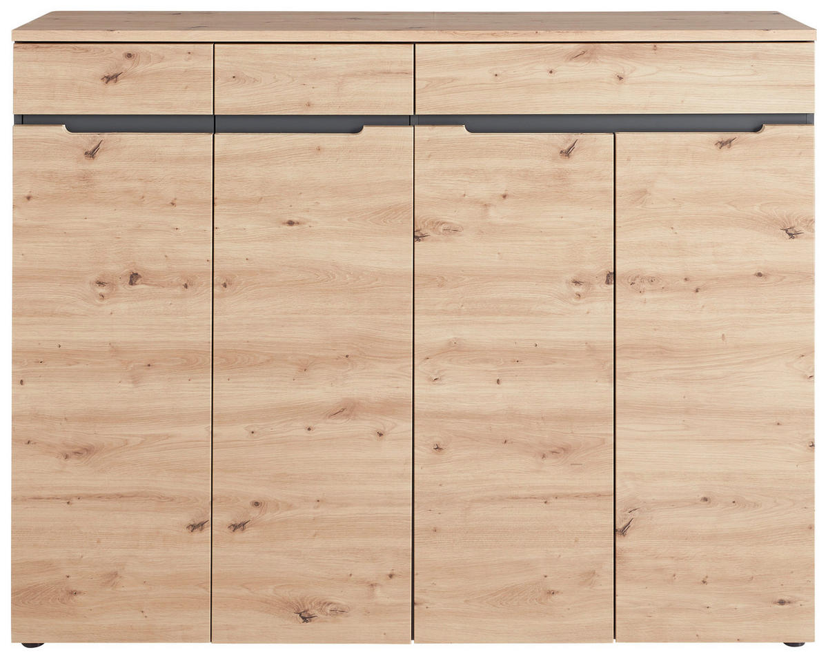 SCHUHSCHRANK 160/124/38 cm  - Schwarz/Graphitfarben, Design, Holzwerkstoff/Kunststoff (160/124/38cm) - Voleo