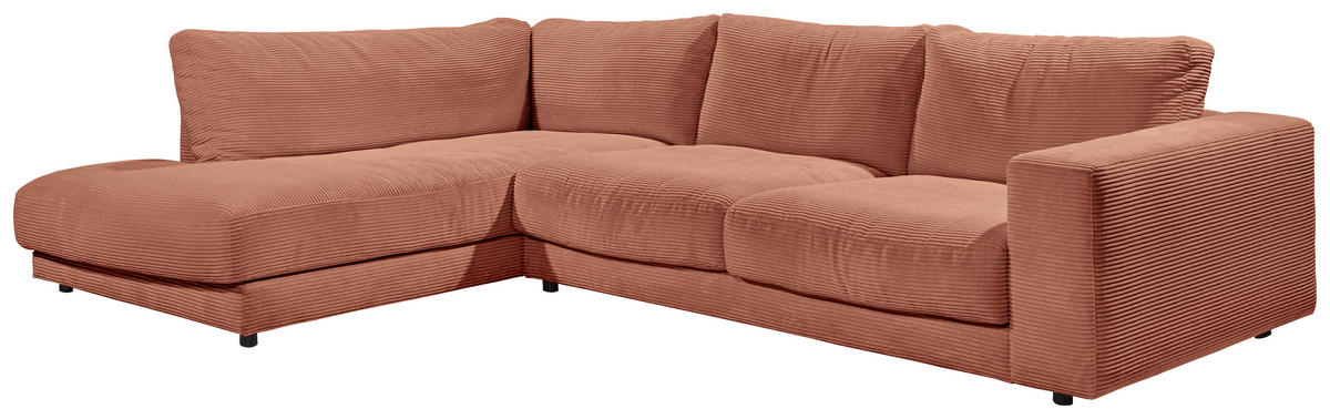 ECKSOFA in Cord Rostfarben  - Rostfarben/Schwarz, Design, Kunststoff/Textil (224/325cm) - Hom`in