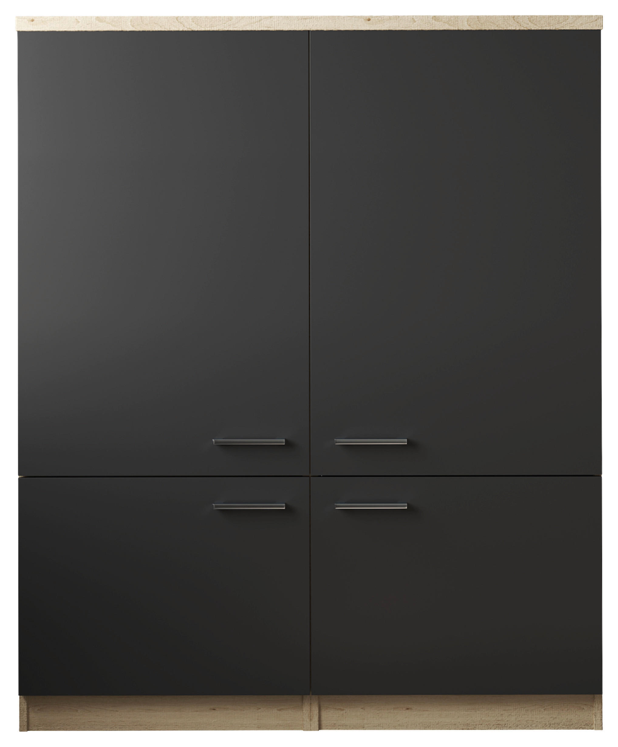 Hochschrank Merle Schwarz, Eiche Dekor B: 120 cm