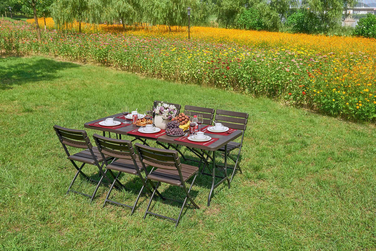 GARTENSET 7-teilig  - Schwarz/Braun, Basics, Kunststoff/Metall (83/83/54cm) - Gardenson