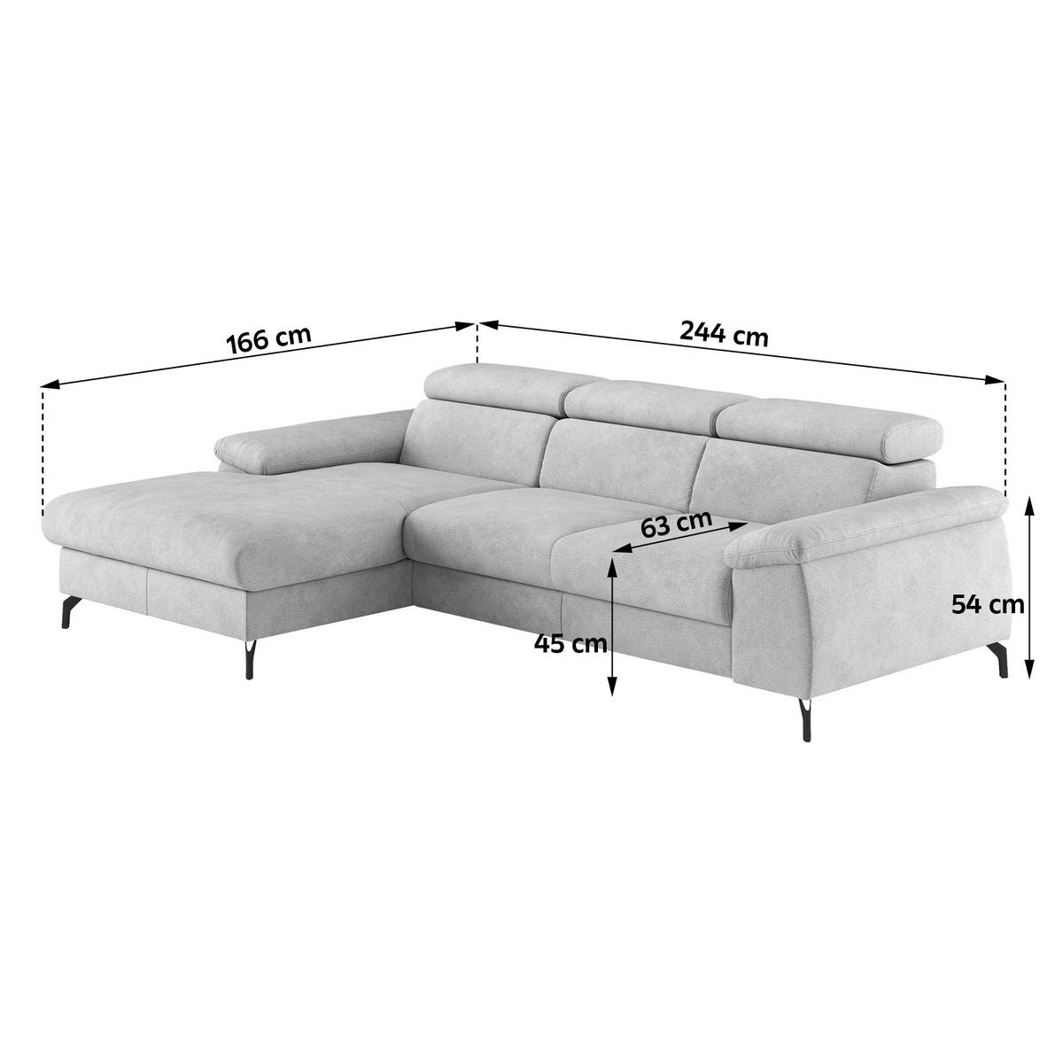 ECKSOFA in Webstoff Anthrazit  - Anthrazit/Schwarz, Design, Textil/Metall (166/244cm) - Livetastic