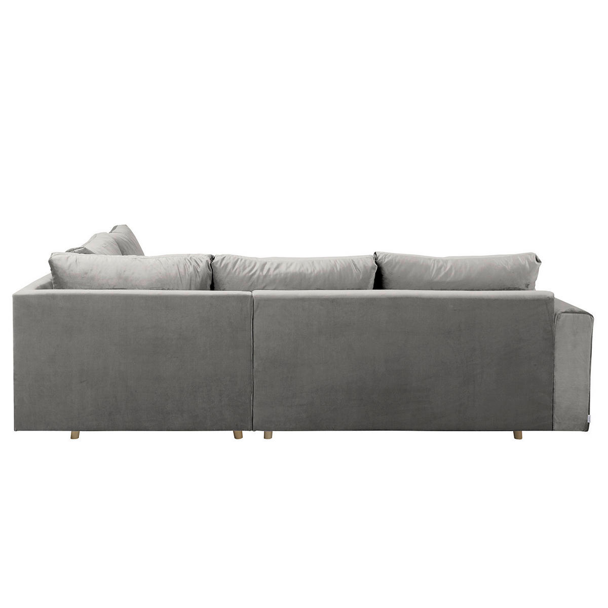 ECKSOFA inkl. Hocker Ariella Grau Samt Rückenkissen, Hocker  - Naturfarben/Grau, Design, Holz/Textil (231/161cm) - Livetastic