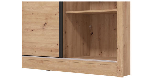 SCHIEBETÜRENSCHRANK 242/215,5/60 cm 2-türig Eiche Artisan  - Schwarz/Eiche Artisan, Basics, Glas/Holzwerkstoff (242/215,5/60cm) - Xora