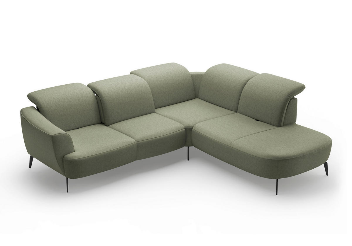 ECKSOFA in Flachgewebe Olivgrün  300/267 cm  - Schwarz/Olivgrün, KONVENTIONELL, Textil/Metall (300/267cm) - Sit & More