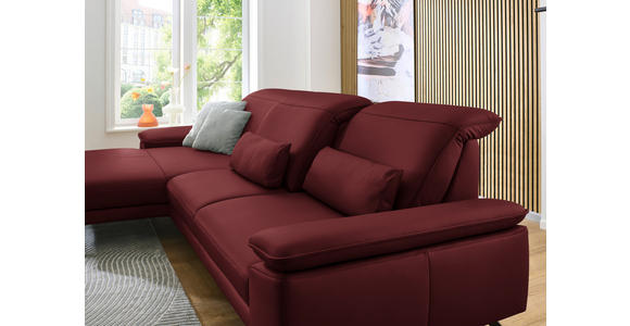 ECKSOFA in Echtleder Rot  - Rot/Schwarz, Design, Leder/Metall (193/332cm) - Dieter Knoll