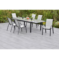 GARTENSET Aluminium  - Graphitfarben/Grau, MODERN, Textil/Metall - Gardenson