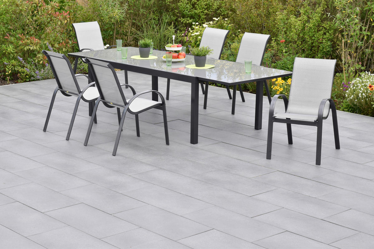 GARTENSET Aluminium  - Graphitfarben/Grau, MODERN, Textil/Metall - Gardenson