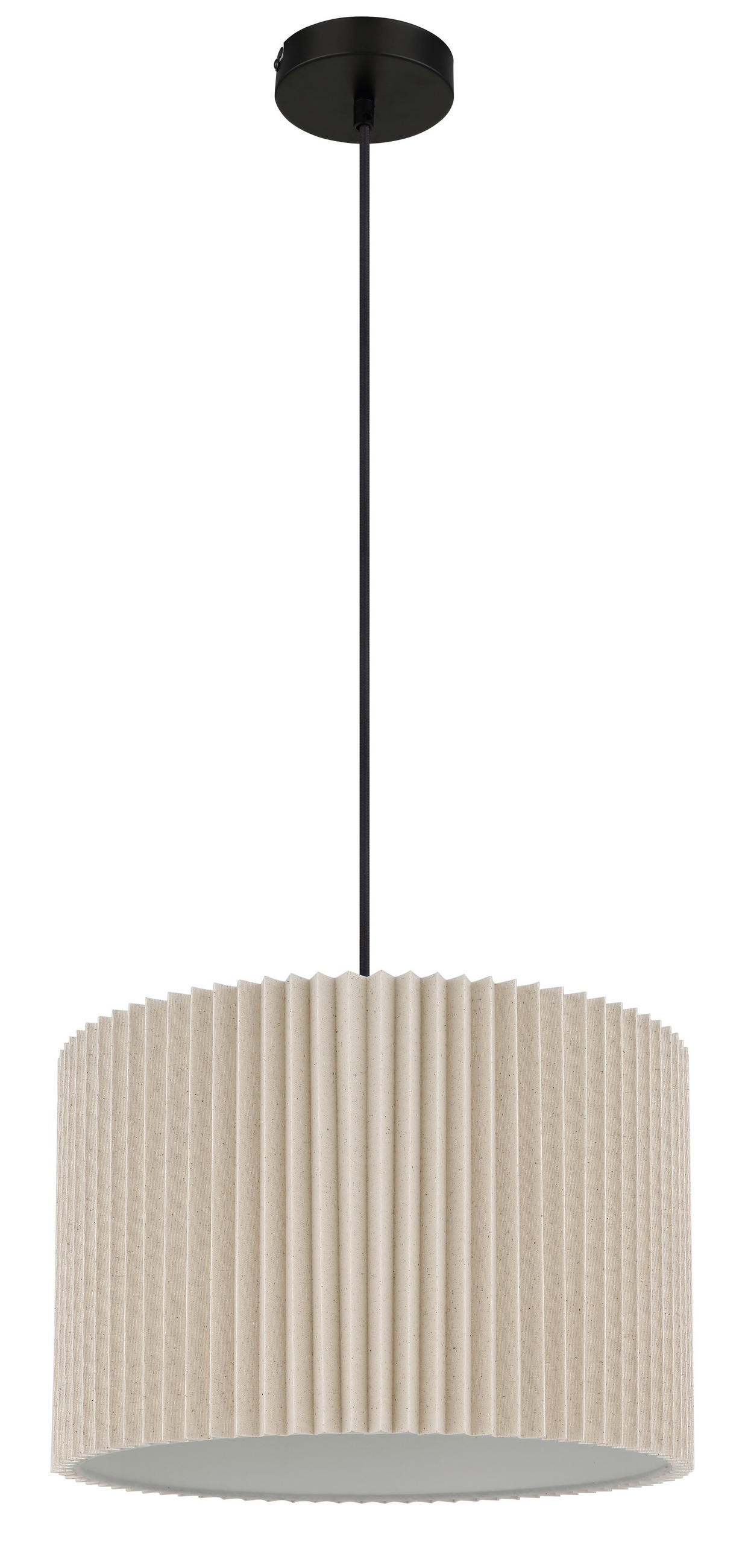 HÄNGELEUCHTE 38/120 cm  - Schwarz/Naturfarben, Basics, Textil/Metall (38/120cm) - Globo
