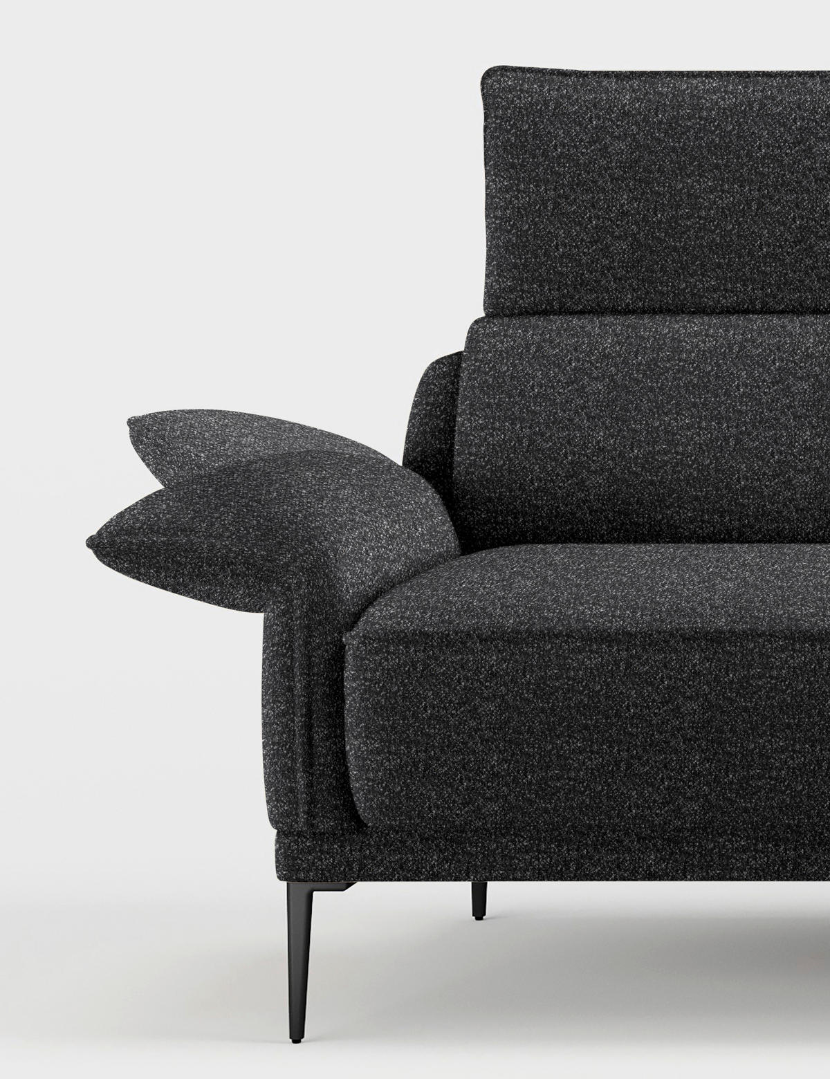 ECKSOFA in Bouclé Anthrazit  330/186 cm  - Anthrazit/Schwarz, Design, Textil/Metall (330/186cm) - Johann Jakob