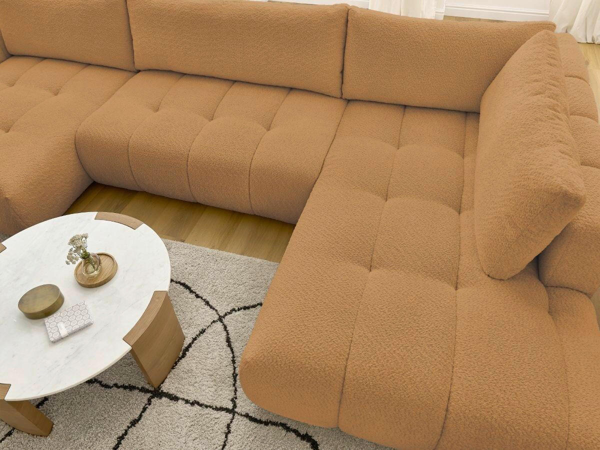 WOHNLANDSCHAFT  FUJI  Gelb Bouclé  - Gelb/Schwarz, MODERN, Kunststoff/Textil (160/377/204cm)