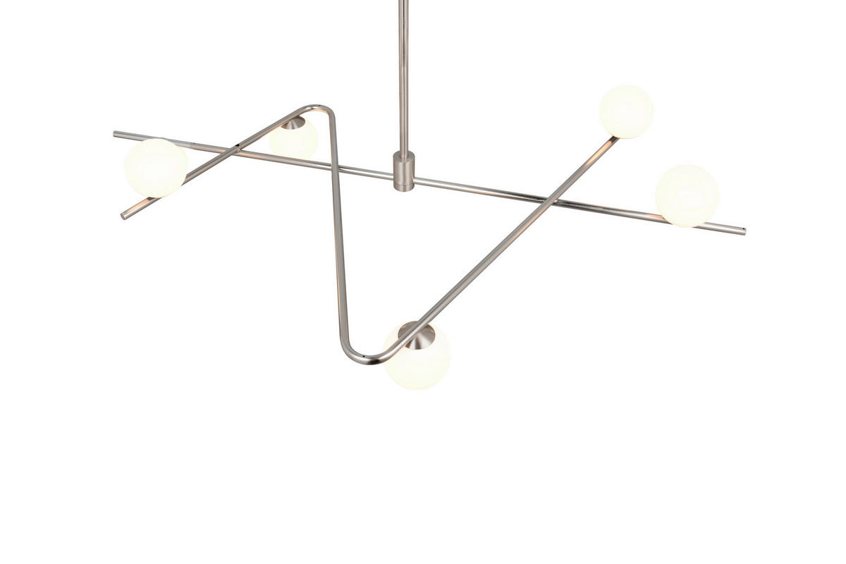 HÄNGELEUCHTE Flaming 120/73,5/195 cm   - Chromfarben/Weiß, LIFESTYLE, Glas/Metall (120/73,5/195cm) - Trio Leuchten