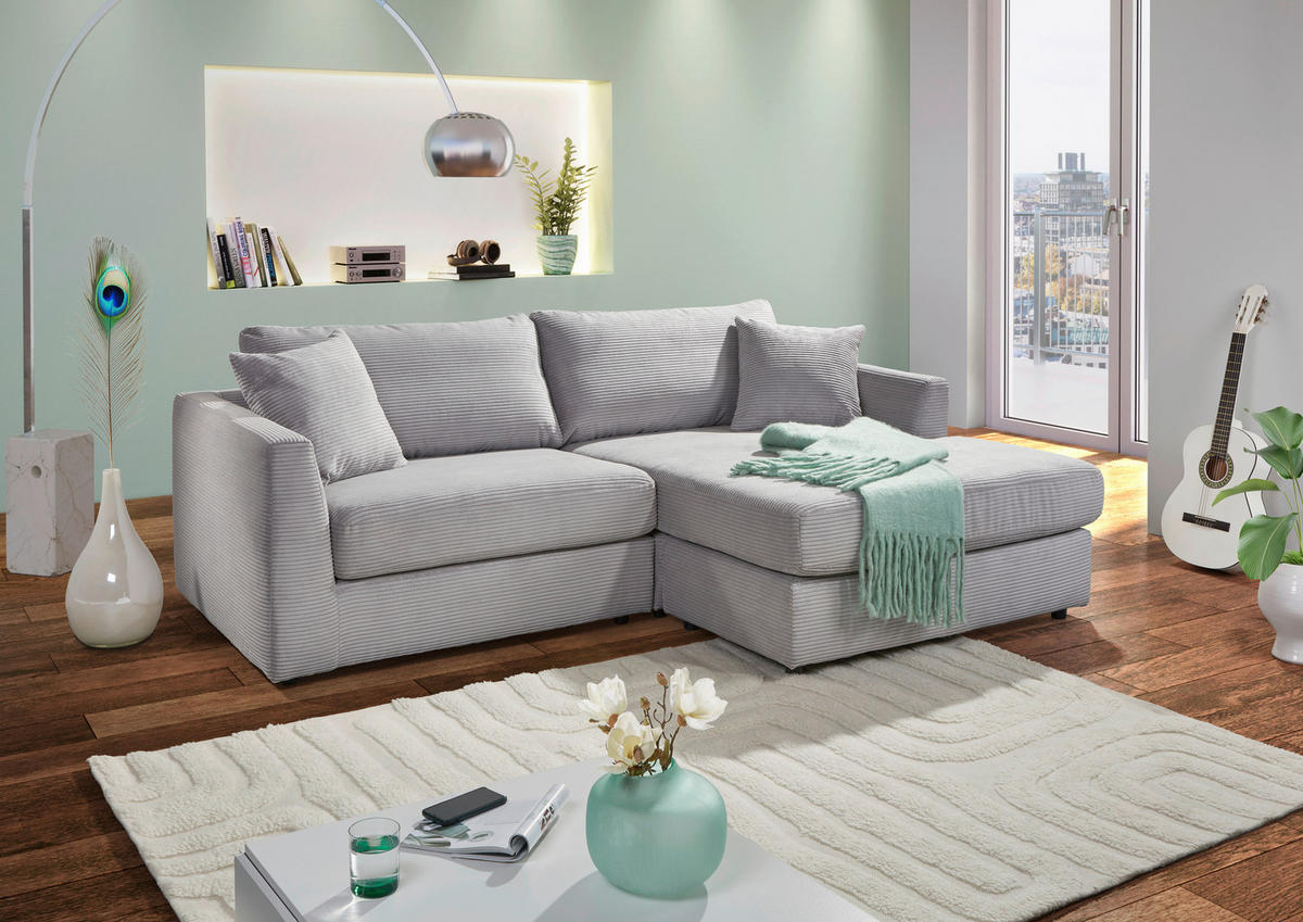 HÖRNSOFFA i manchester ljusgrå  - ljusgrå/svart, Klassisk, textil/plast (234/170cm) - MID.YOU