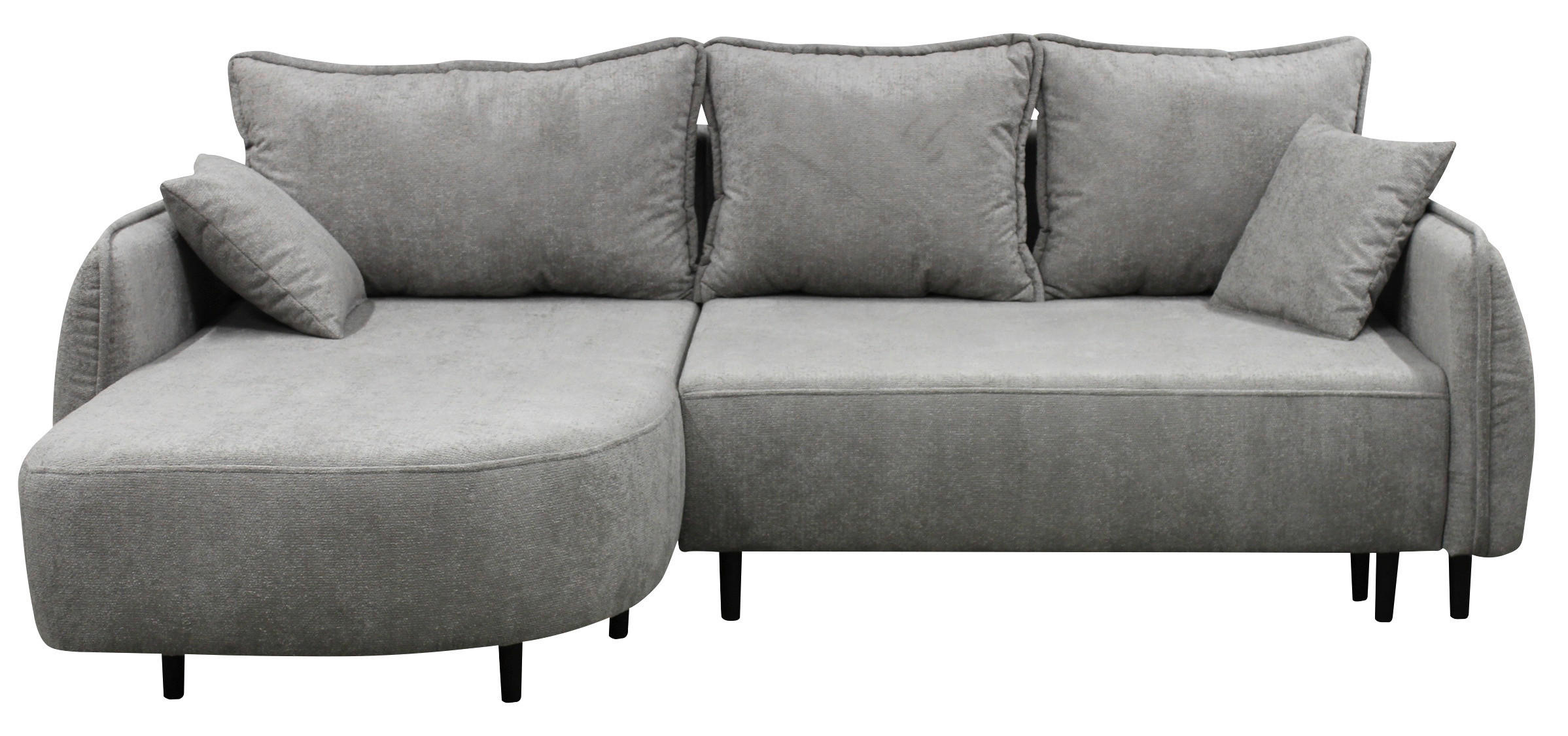 ECKSOFA MURANO Grau Chenille Zierkissen, Rückenkissen, Bettkasten  - Schwarz/Grau, Design, Holz/Textil (167/242cm) - MID.YOU