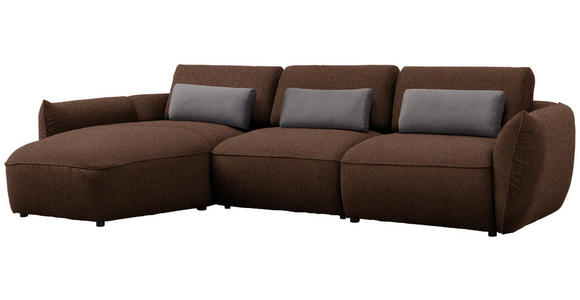 ECKSOFA  in Chenille Braun  190/340 cm  - Schwarz/Braun, Design, Kunststoff/Textil (190/340cm) - Belluti