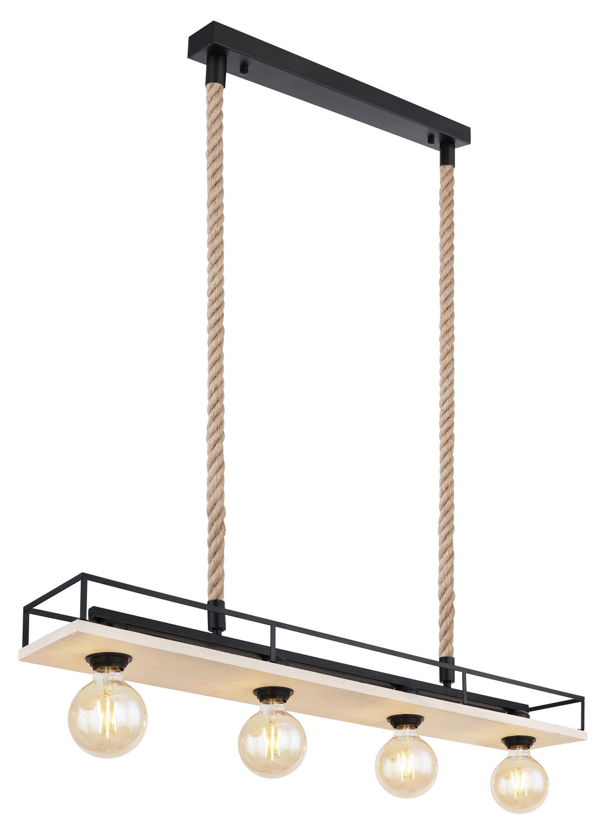 HÄNGELEUCHTE 95/15/120 cm   - Schwarz/Braun, Basics, Naturmaterialien/Holz (95/15/120cm) - Globo