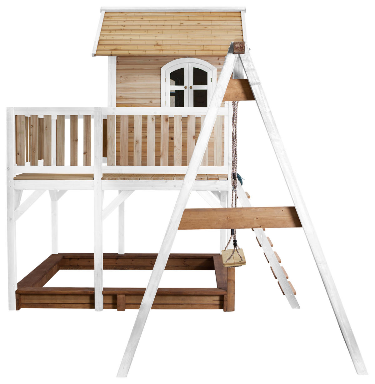SPIELTURM 541/291/277 cm  - Braun/Weiß, KONVENTIONELL, Holz/Kunststoff (541/291/277cm) - Ambia Garden