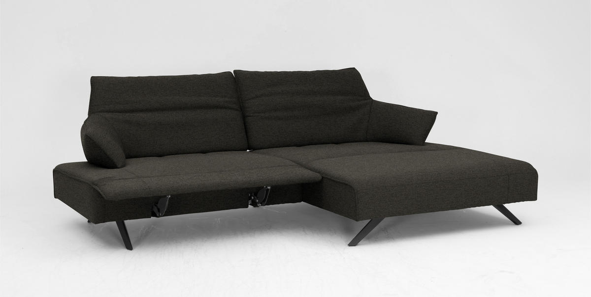 ECKSOFA in Struktur Graubraun  - Anthrazit/Graubraun, Design, Textil/Metall (276/165cm) - Himolla