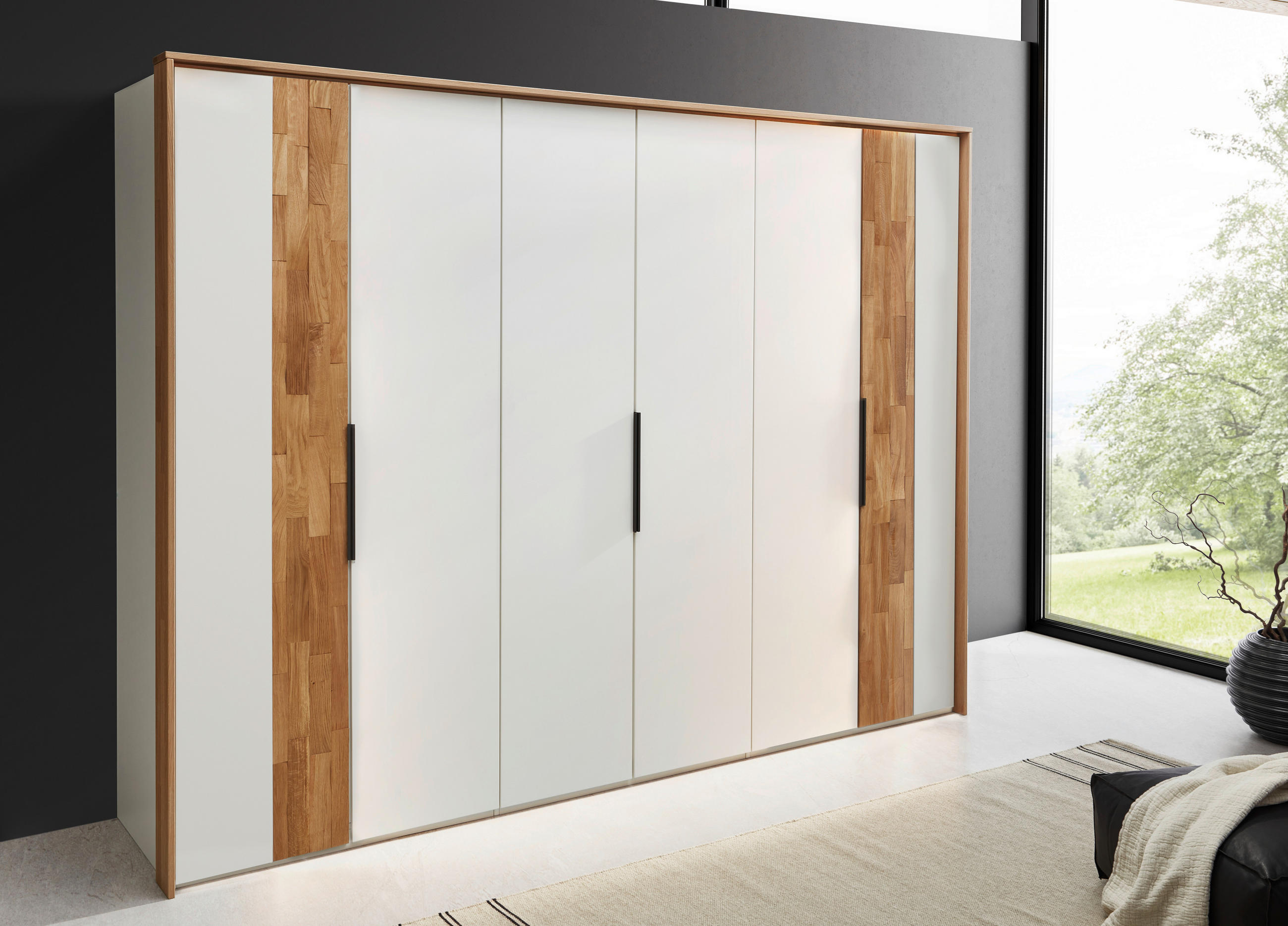 DREHTÜRENSCHRANK 301,9/223,3/62 cm 6-türig Weiß, Wildeiche  - Wildeiche/Schwarz, Design, Holz/Holzwerkstoff (301,9/223,3/62cm) - Dieter Knoll