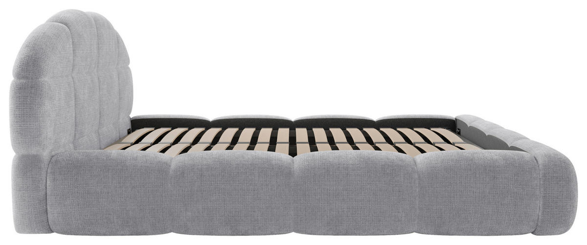 POLSTERBETT 160/200 cm,  in Hellgrau, gepolstertes Kopfteil, Lattenrost, Bettkasten,  - Hellgrau/Schwarz, Design, Holz/Textil (160/200cm) - Chameo