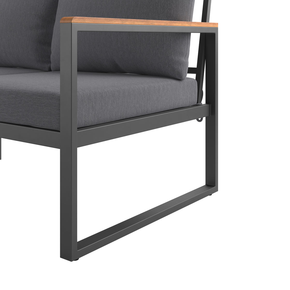 LOUNGEGARNITUR 3-teilig   Akazie Stahl  - Weiß/Grau, MODERN, Holz/Textil - Beldano