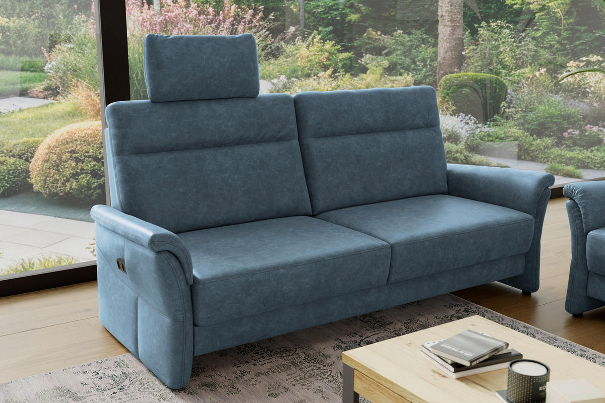 3,5-SITZER - Blaugrau/Schwarz, Konventionell, Kunststoff/Textil (205/98/91cm) - Elegando