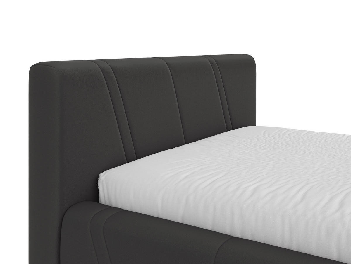 POLSTERBETT 140/200 cm,  in Anthrazit, gepolstertes Kopfteil, Lattenrost, Bettkasten,  - Anthrazit/Schwarz, Design, Holz/Kunststoff (140/200cm) - Chameo