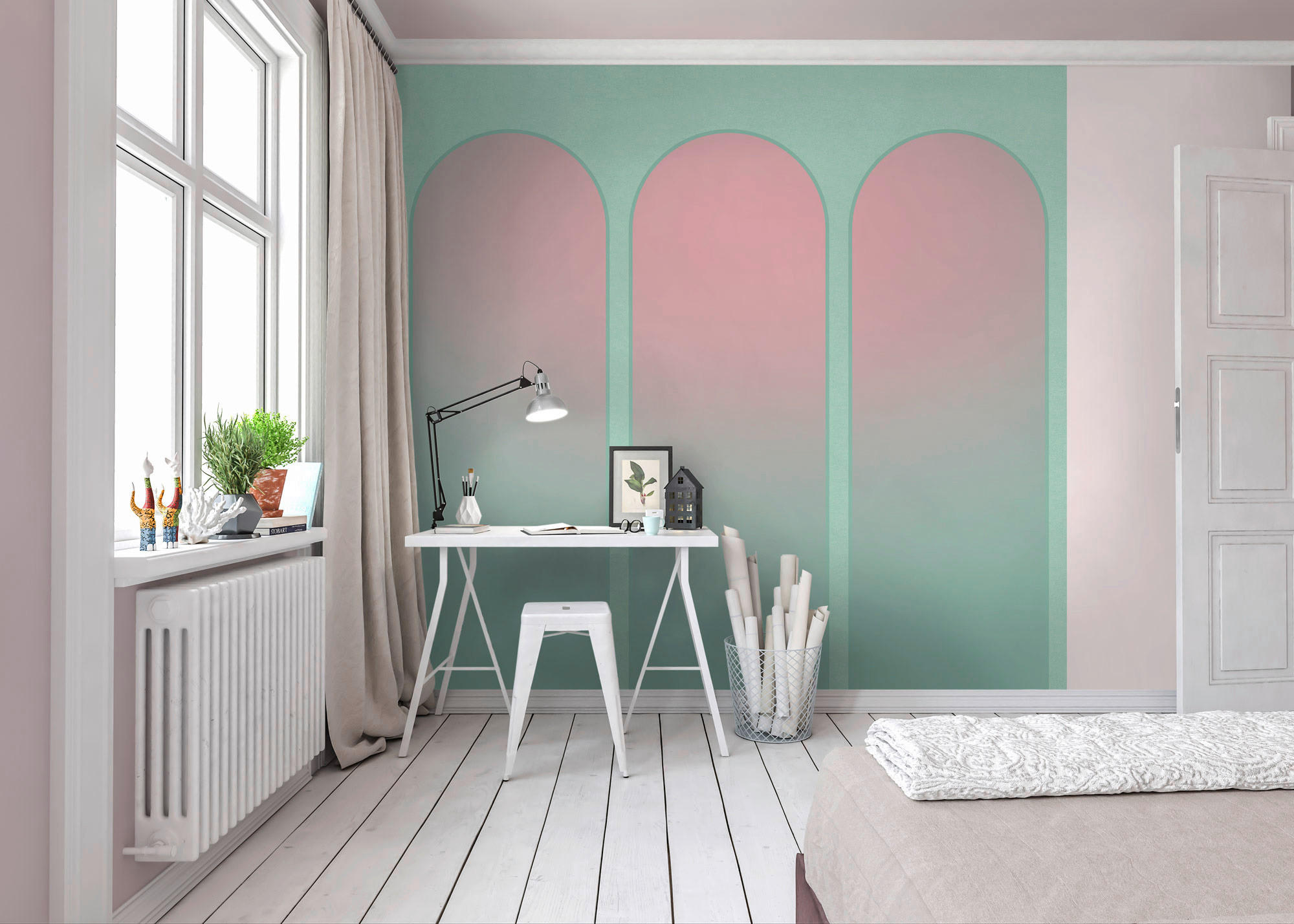 VLIESTAPETE - Türkis/Rosa, Basics (300/280cm) - Xora