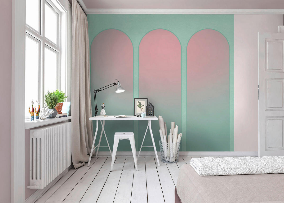 VLIESTAPETE  - Türkis/Rosa, Basics (300/280cm) - Xora