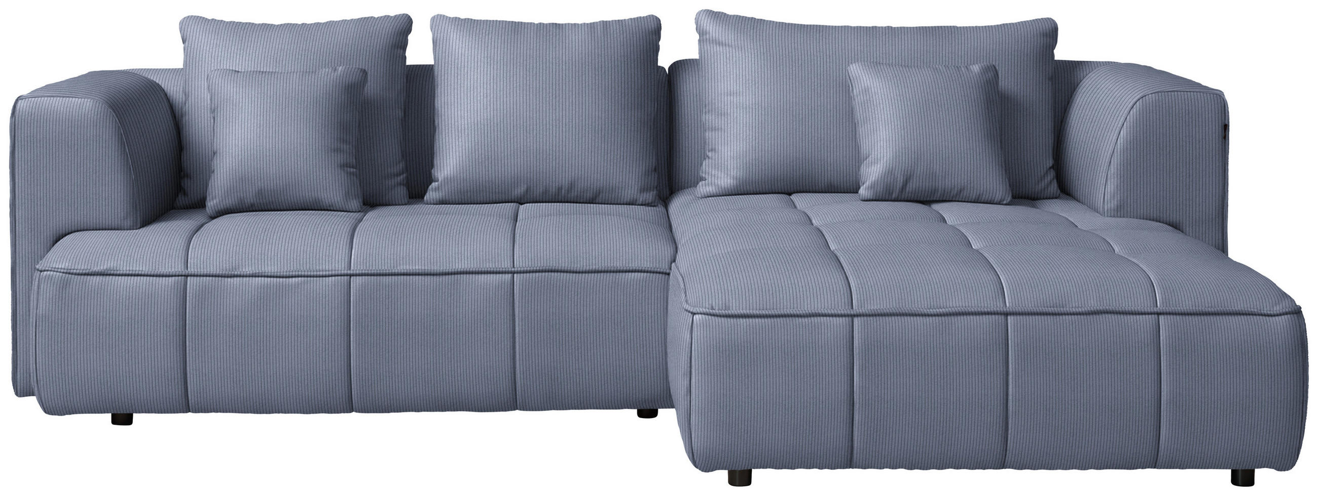 ECKSOFA  in Feincord Blaugrau  288/188 cm  - Blaugrau/Schwarz, Design, Kunststoff/Textil (288/188cm) - Welnova