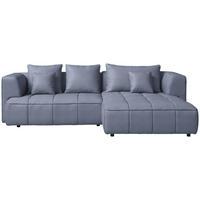 ECKSOFA  in Feincord Blaugrau  288/188 cm  - Blaugrau/Schwarz, Design, Kunststoff/Textil (288/188cm) - Welnova