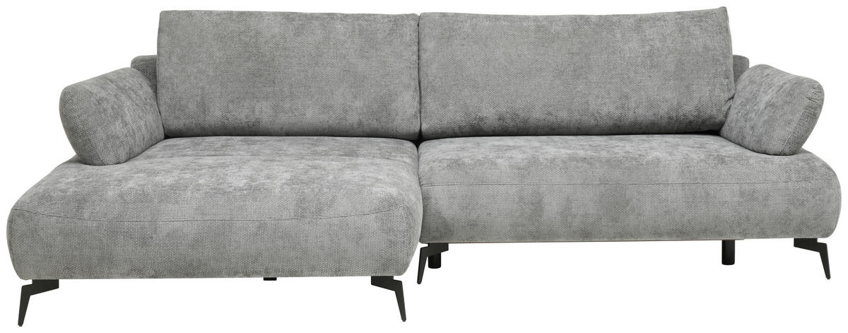ECKSOFA COLORADO Grau Struktur  - Schwarz/Grau, Design, Textil/Metall (186/284cm) - Livetastic