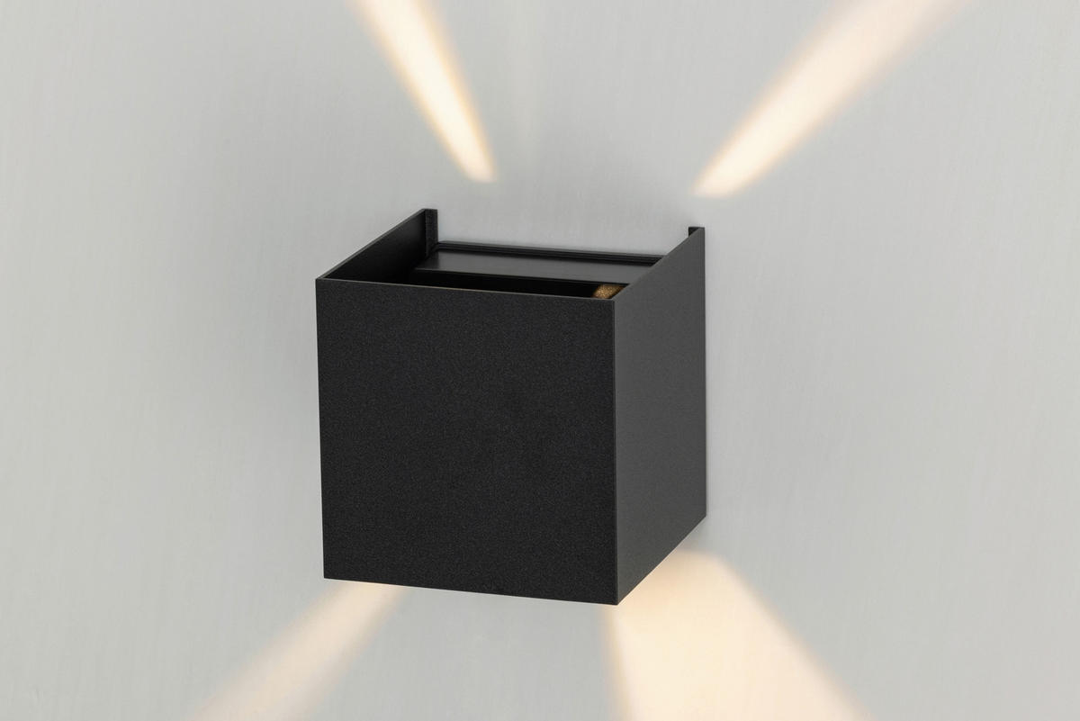 LED-WANDLEUCHTE 10/10/10 cm   - Schwarz, Basics, Kunststoff/Metall (10/10/10cm) - Novel