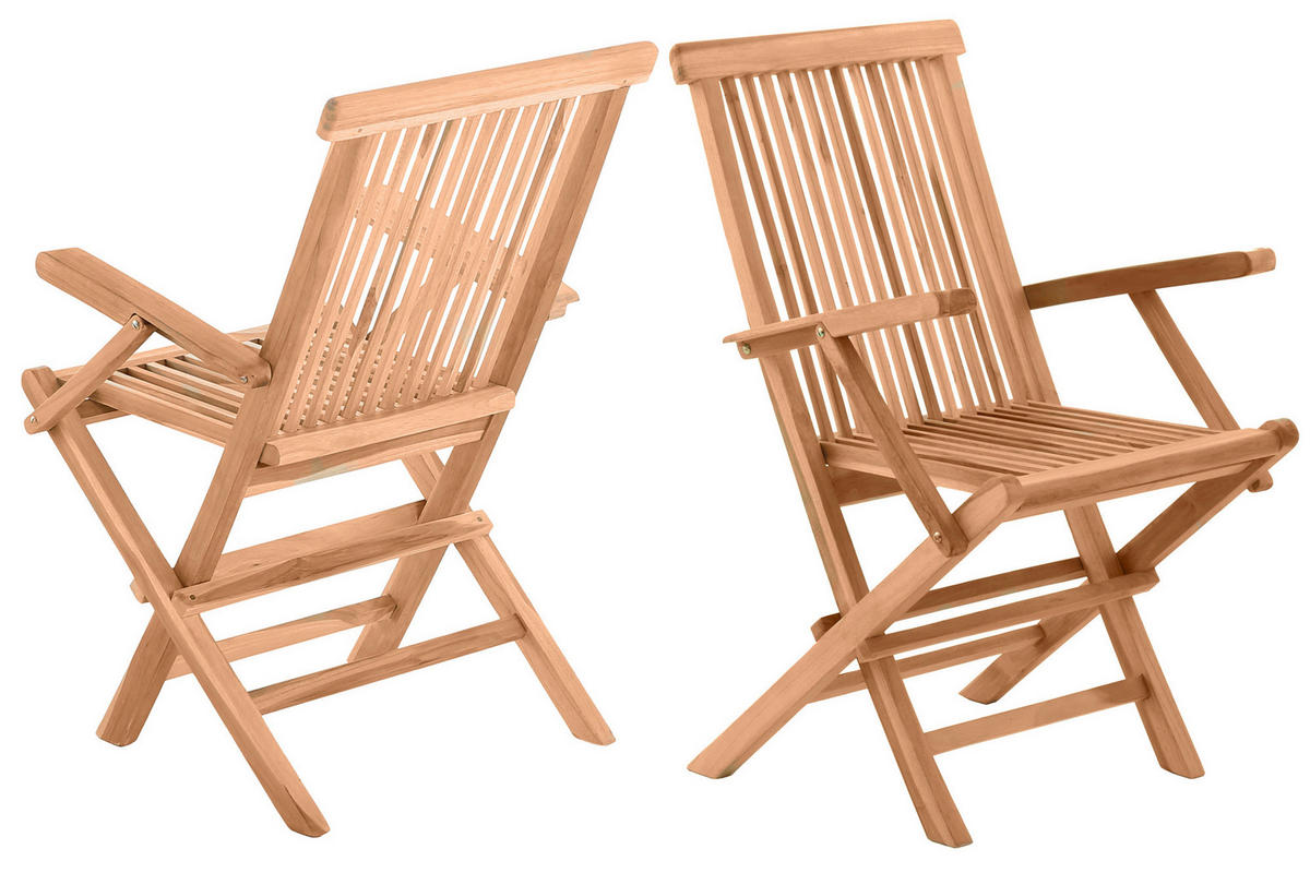 GARTENKLAPPSESSEL-SET in Holz Naturfarben  - Naturfarben, Natur, Holz (55/89/51cm) - Livetastic