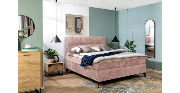BOXSPRINGBETT 180/200 cm,  in Rosa, Topper, H4 + H4 = sehr fest  - Schwarz/Rosa, Design, Textil/Metall (180/200cm) - Esposa