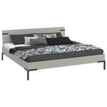 BETT 200/200 cm,  in Hellgrau  - Hellgrau/Schwarz, Design, Metall (200/200cm) - Xora